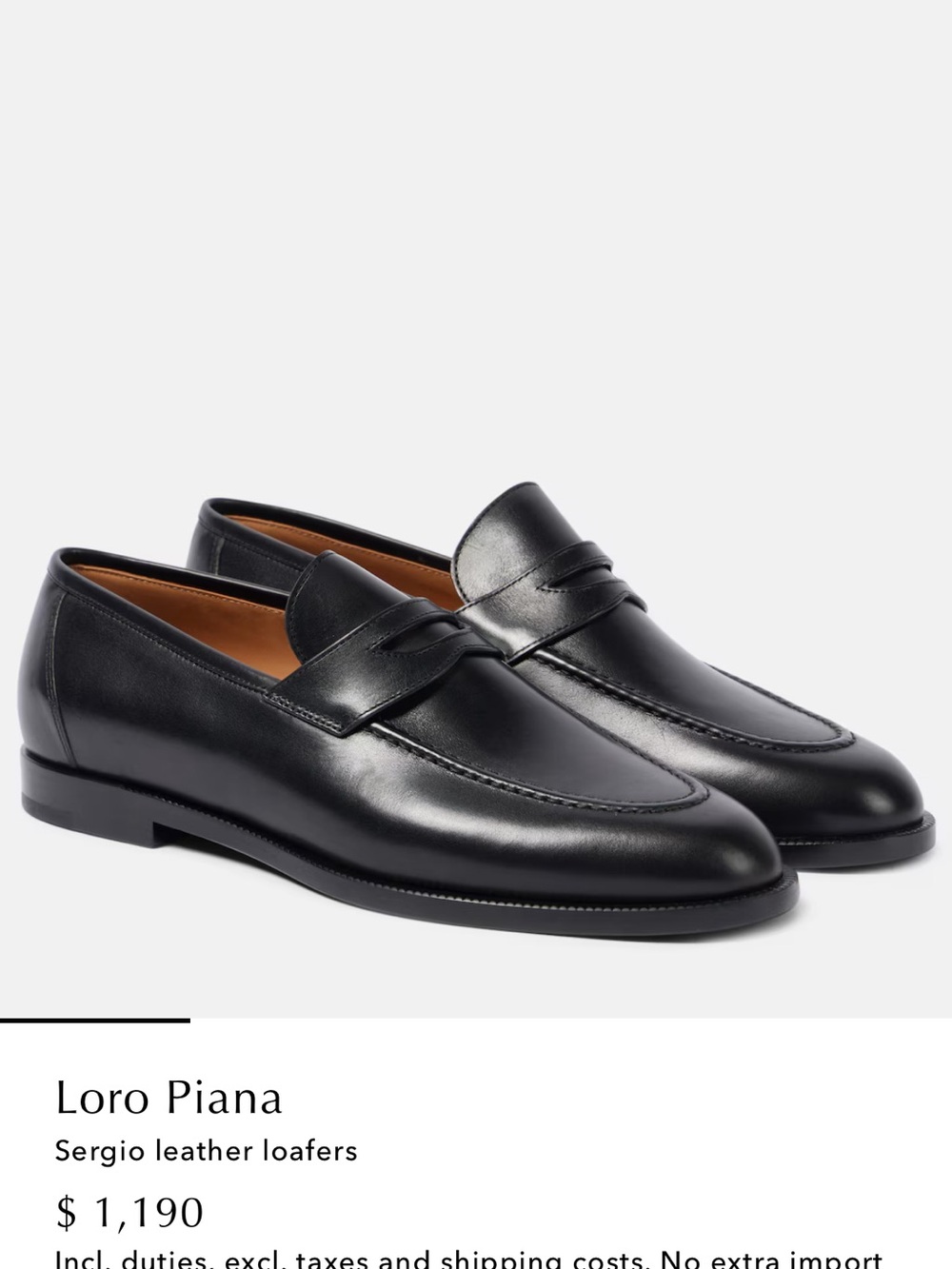 NWT Loro Piana Black Sergio Leather Penny Loafers